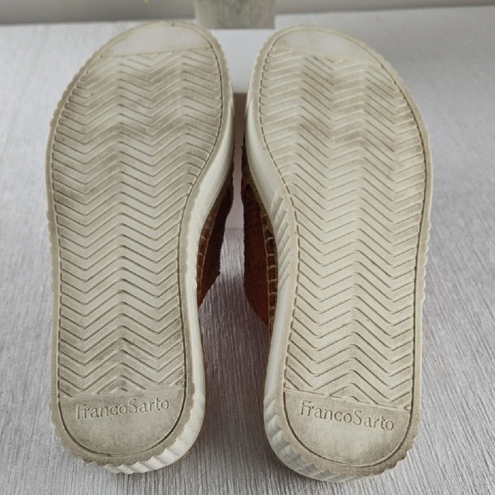 Franco Sarto Birch Orange Snakeskin Leather Espadrille Platform Sandals Mens 8M